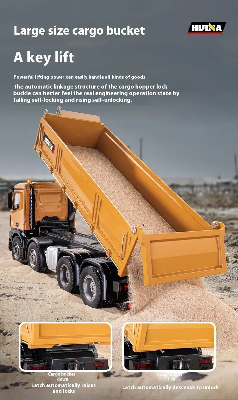 1/14サイズ　8輪ダンプカーラジコン　HUINA1536　メタル部品搭載 1/14サイズ 8輪ダンプカーラジコン HUINA1536 メタル部品搭載